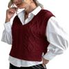 Women's Plaid Geo Sleeveless V Neck Knit Crop Top Sweater Vest Red XXL view 3