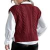 Women's Plaid Geo Sleeveless V Neck Knit Crop Top Sweater Vest Red XXL view 4