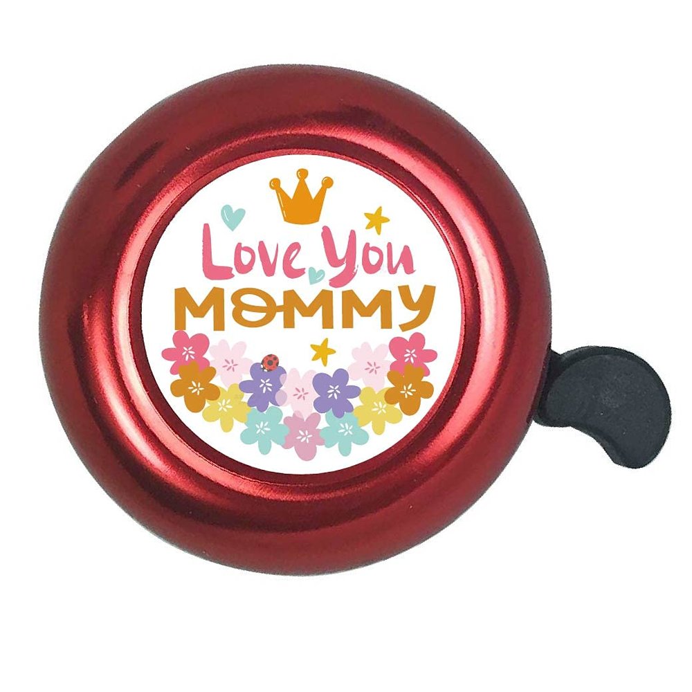 ABSOAR Cycling Bike Bell for Kid Women Men Girls Boys MTB City Retro Road Bike Beach Cruiser Love You Mommy, Love Mom, Red