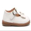 DADAWEN Girl's T-Strap School Uniform Dress Shoe Mary Jane Princess Flat Cream White US Size 8 M Toddler view 3