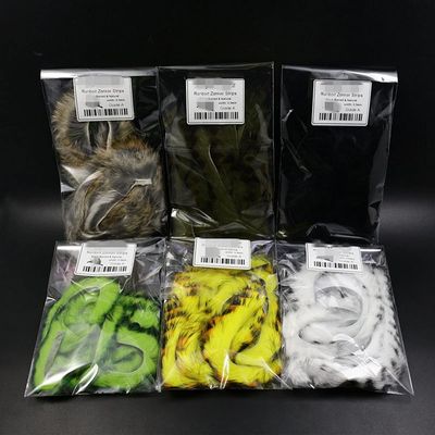 WellieSTR 6colors Assorted Fly Tying Black Barred Rabbit Zonker Strips Straight Cut Rabbit Strip Salmon&Steelhead Trout Fly Tying Material