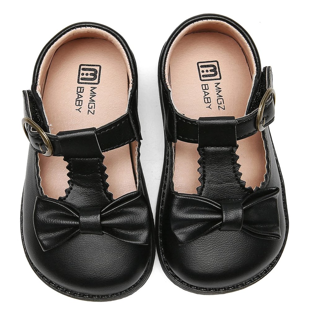 DADAWEN Girl's T-Strap School Uniform Dress Shoe Mary Jane Princess Flat Black US Size 8.5 M Toddler
