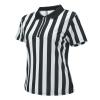 Amoy Women's Referee Shirt Black & White Stripe Costume Short Sleeve Umpire Jersey 1/4 Zipper Collar Uniform Football Basketball Soccer Christmas Accessories M view 2