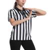 Amoy Women's Referee Shirt Black & White Stripe Costume Short Sleeve Umpire Jersey 1/4 Zipper Collar Uniform Football Basketball Soccer Christmas Accessories XXL view 1