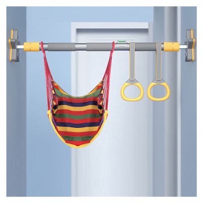 Pull Up Bars Door Chin Up Bar, No Screws Horizontal Bar Fitness Bar Set, Portable Strength Training Equipment with Swing and Gymnastic Ring (Size : 130-160cm)