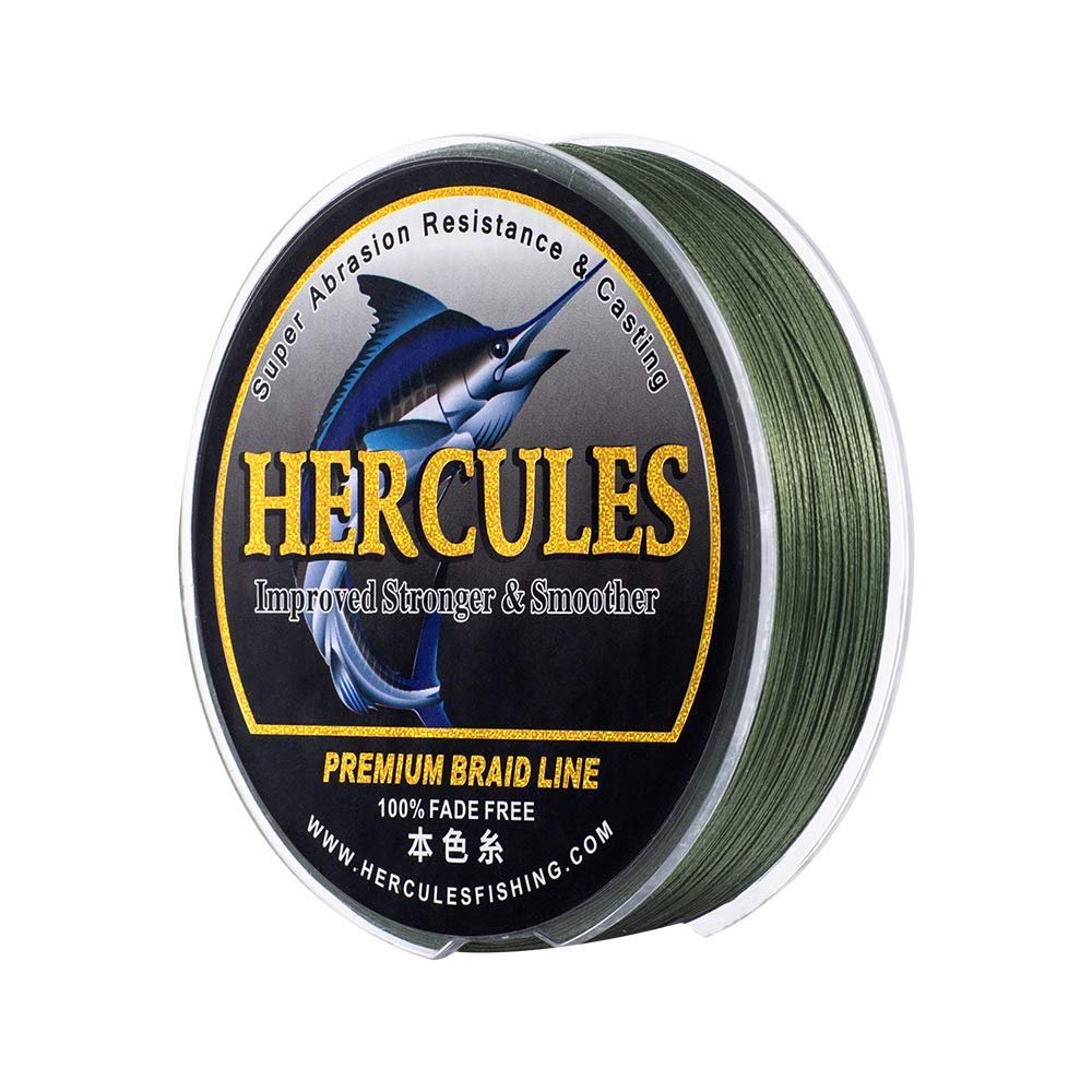 HERCULES Braided Fishing Line, Not Fade, 2187 Yards PE Lines, 8 Strands Multifilament Fish Line, 30lb Test for Saltwater and Freshwater, Abrasion Resistant, Green, 30lb, 2000m