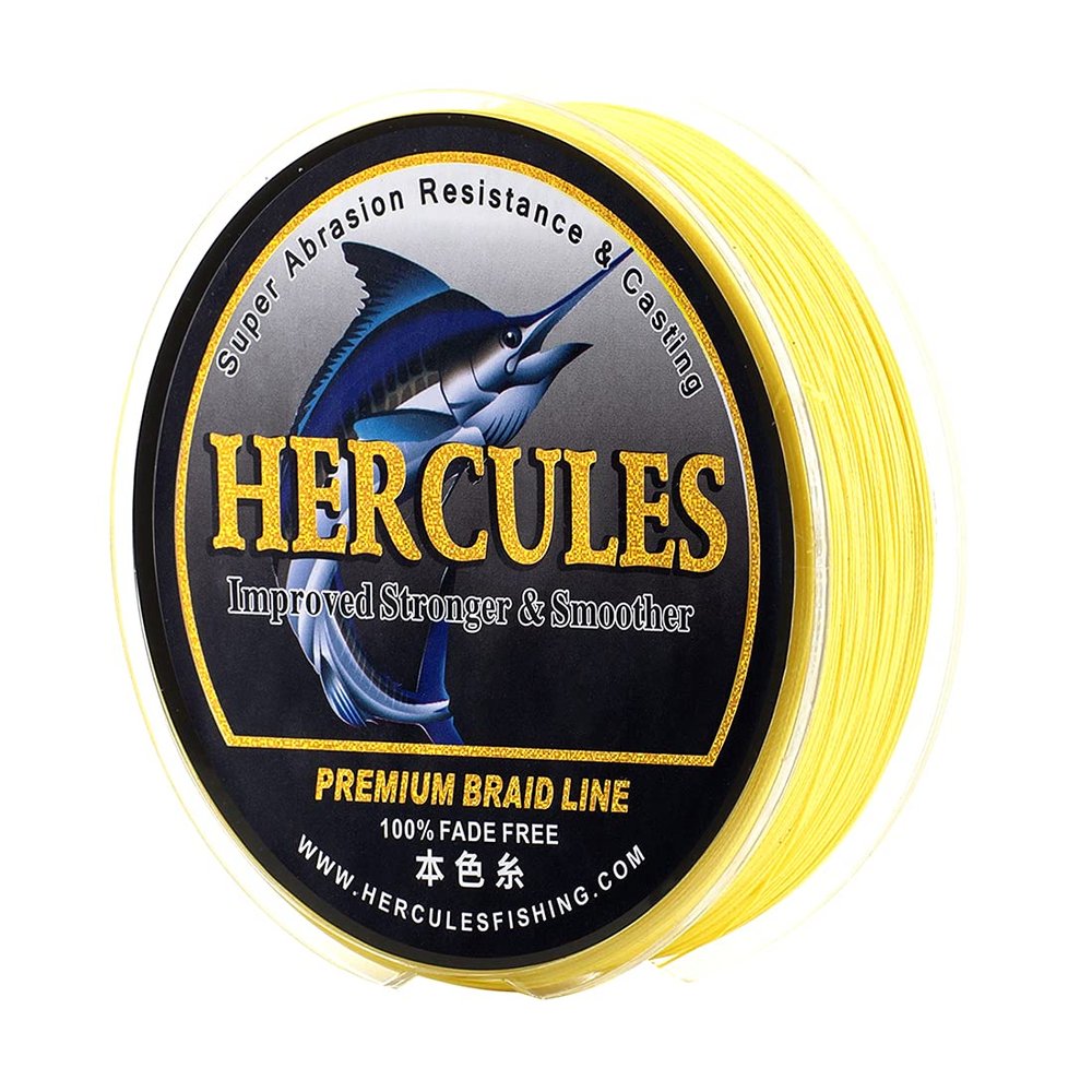 HERCULES Braided Fishing Line, Not Fade, 2187 Yards PE Lines, 8 Strands Multifilament Fish Line, 30lb Test for Saltwater and Freshwater, Abrasion Resistant, Yellow, 30lb, 2000m