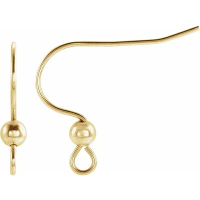14K Yellow Gold Filled 19x13.7 mm French Wire Earring Top with Bead (14K Yellow Gold Filled)