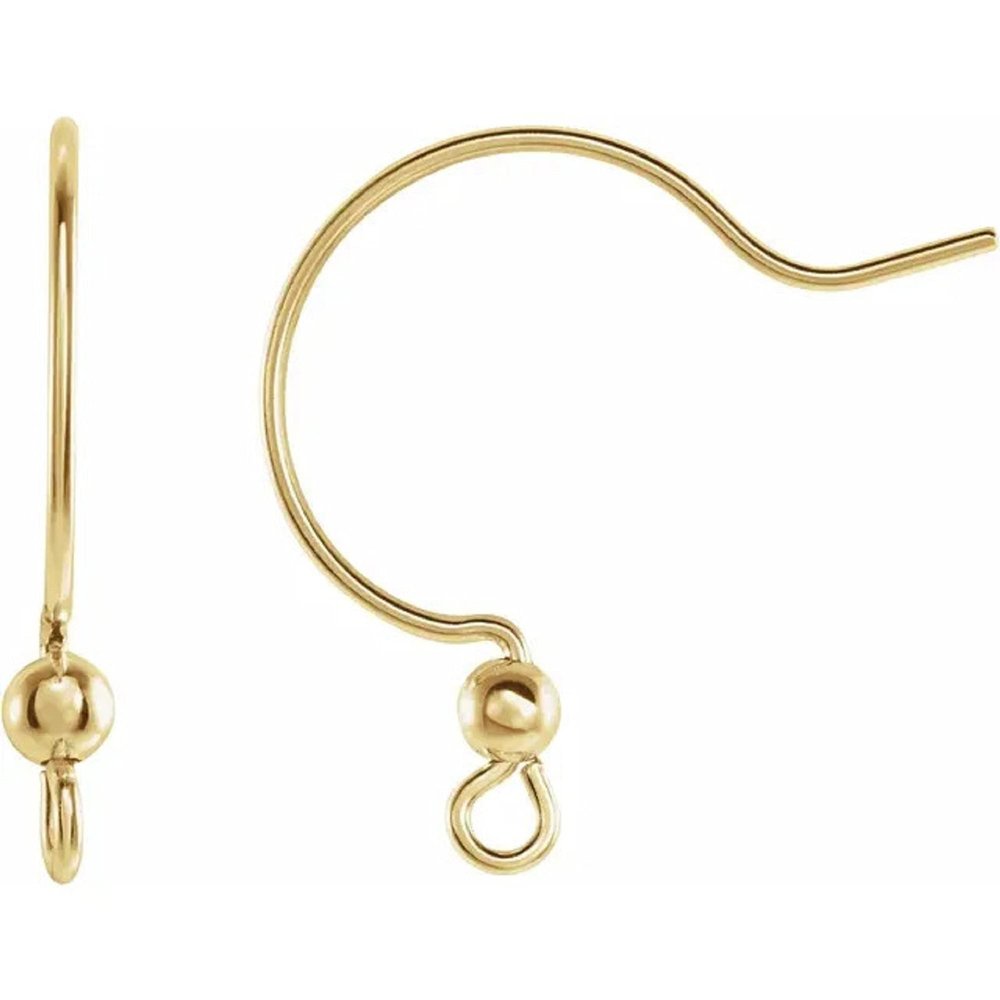 14K Yellow Gold Filled 16.7 x 13.6 mm French Wire Earring Top with Bead (14K Yellow Gold)