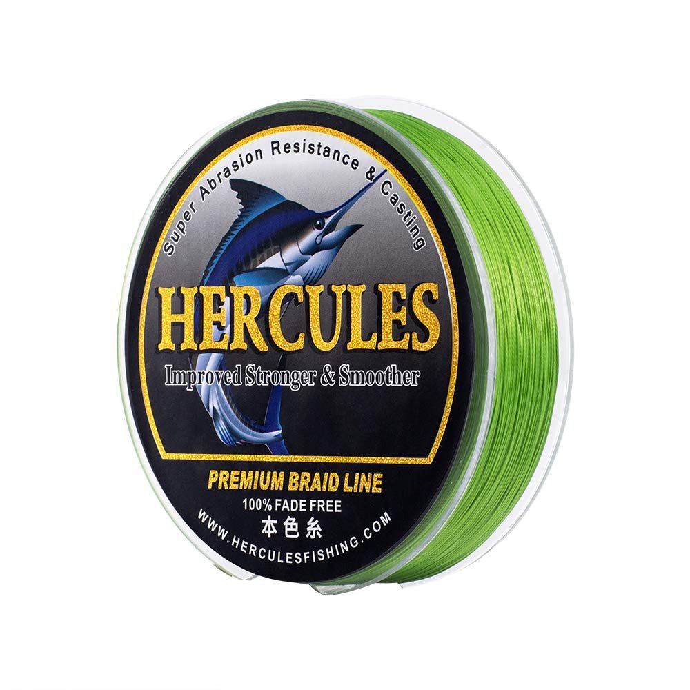 HERCULES Braided Fishing Line, Not Fade, 2187 Yards PE Lines, 8 Strands Multifilament Fish Line, 40lb Test for Saltwater and Freshwater, Abrasion Resistant, Fluorescent Green, 40lb, 2000m