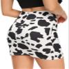 WDIRARA Women's Cow Print Summer Split Hem High Waist Casual Mini Short Skirt White XL view 2