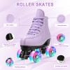 YYW Roller Skates for Women Girls Classic Double-Row Roller Skates High-top PU Leather Roller Skate Shoes Indoor Outdoor Roller Skates Purple view 2