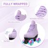 YYW Roller Skates for Women Girls Classic Double-Row Roller Skates High-top PU Leather Roller Skate Shoes Indoor Outdoor Roller Skates Purple view 4