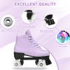 YYW Roller Skates for Women Girls Classic Double-Row Roller Skates High-top PU Leather Roller Skate Shoes Indoor Outdoor Roller Skates Purple view 3