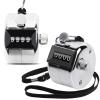 Oligei 2 Pack Metal Hand Counter Four-Digit Counter with Nylon Lanyard Silver Counter Click Counter Handheld Click Counter Digital Counting