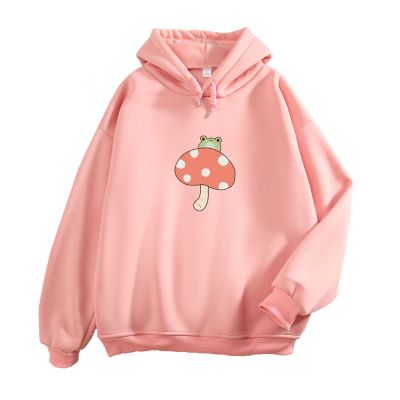 KEEVICI Women Cute Frog Sweatshirt Kawaii Mushroom Hoodie for Teen Girls Aesthetic Cottagecore Clothes Feminino Hoodies (Pink,XL,X-Large)