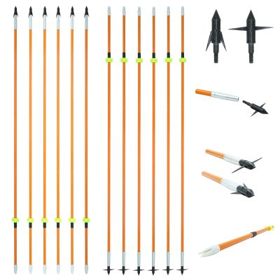 12 Pcs Archery 33Inch (85 cm) Hunting Slingshot Fishing with Arrows Fiberglass Bowfishing Arrow Hunting Arrows with Nock and Safety Slide Outdoor Hunting Shooting Fish Arrows