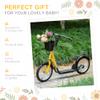 Aosom Youth Scooter, Kick Scooter with Adjustable Handlebars, Double Brakes, 16" Inflatable Rubber Tires, Basket, Cupholder, Mudguard Ages 5-12 Years Old, Orange view 4