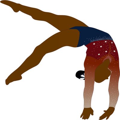 Multicolored Art Gymnastics Floor Exercise Decoration Simone Biles Artistic Gymnast Design Removable Vinyl Wall Decal - 20" x 23" Kids Teens Girls Bedroom Female Gymnast Adhesive Decor Wall Sticker