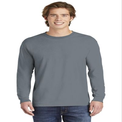 Comfort Colors Men's Adult Long Sleeve Tee, Style 6014 (Medium, Granite)