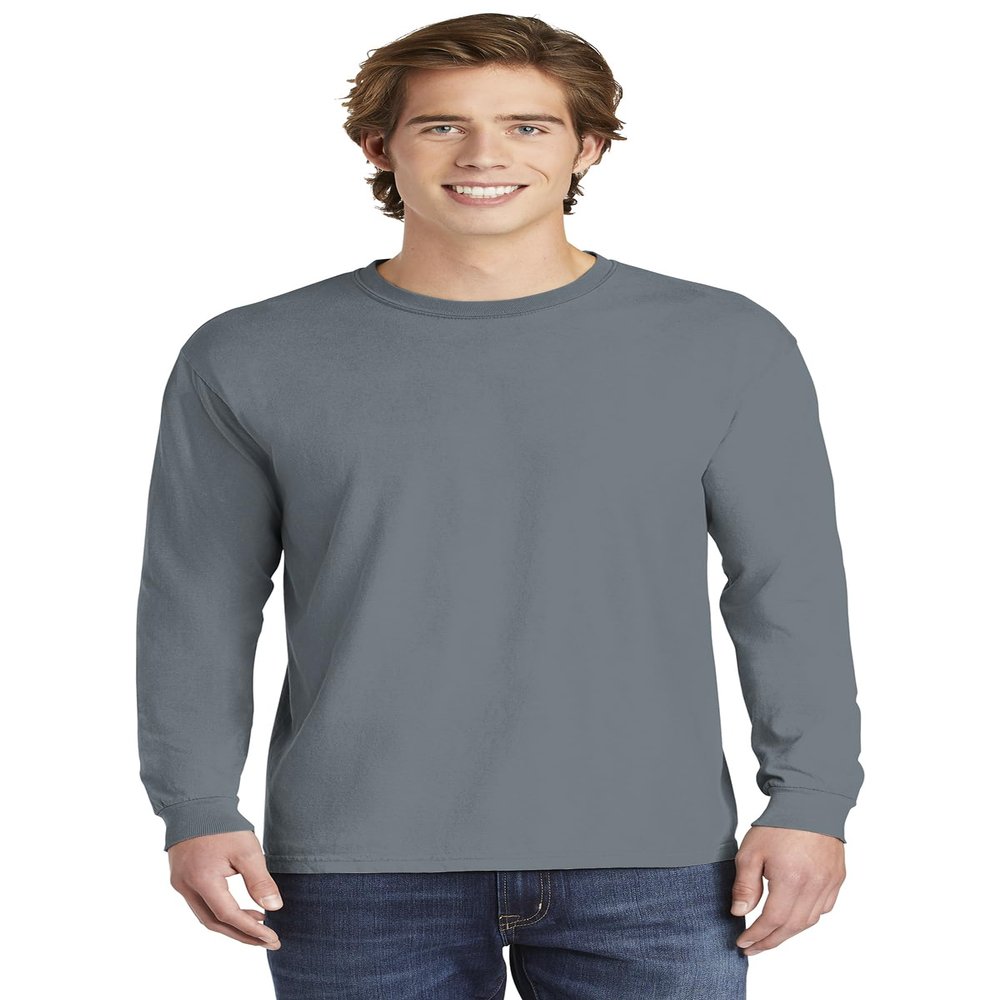 Comfort Colors Men's Adult Long Sleeve Tee, Style 6014 (Medium, Granite)