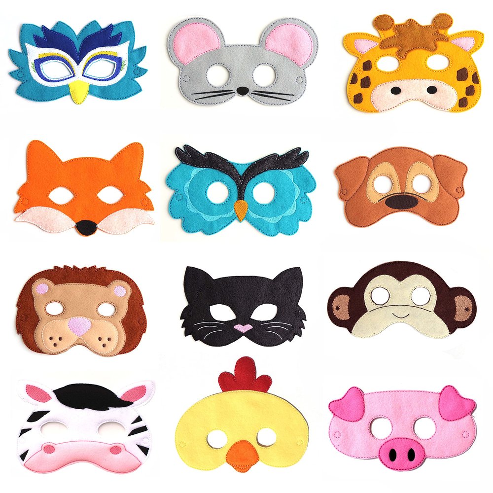 Kids Felt Face Mask for Halloween Costume or Everyday Pretend Play (White Duck)