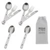 4-in-1 Camping Utensils Hiking Cutlery Set for 4, Portable Stainless Steel Flatware Spoon Fork, Knife & Bottle Opener Combo pack for Picnic Travel, Barbecue, Backpack Outdoor Gear with Carrying Bag view 1