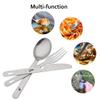 4-in-1 Camping Utensils Hiking Cutlery Set for 4, Portable Stainless Steel Flatware Spoon Fork, Knife & Bottle Opener Combo pack for Picnic Travel, Barbecue, Backpack Outdoor Gear with Carrying Bag view 3