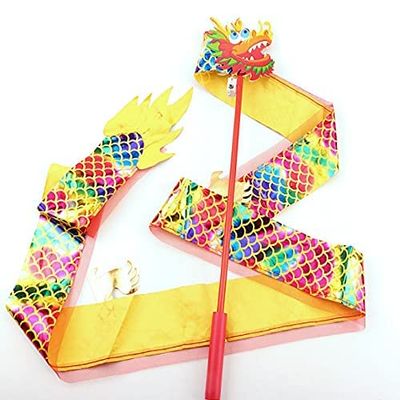 Wuluwala 5Pcs Dragon Ribbon Stick LED Toys Performance Props Luminous Dragon Toys Handhold Dancing Gymnastics Ribbons for Kids 6.5 Feet