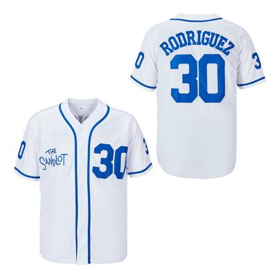Youth #30 Sandlot Benny The Jet Rodriguez Movie Kids Baseball Jersey Stitched Christmas Summer White Size M