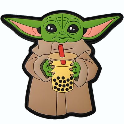 Slurrrp - The Baby Alien Bubble Tea PVC Morale Patch - Funny Morale, Tactical, Military Patch - Military Patches - Perfect for Your Tactical Military Army Gear, Backpack, Cap, Vest