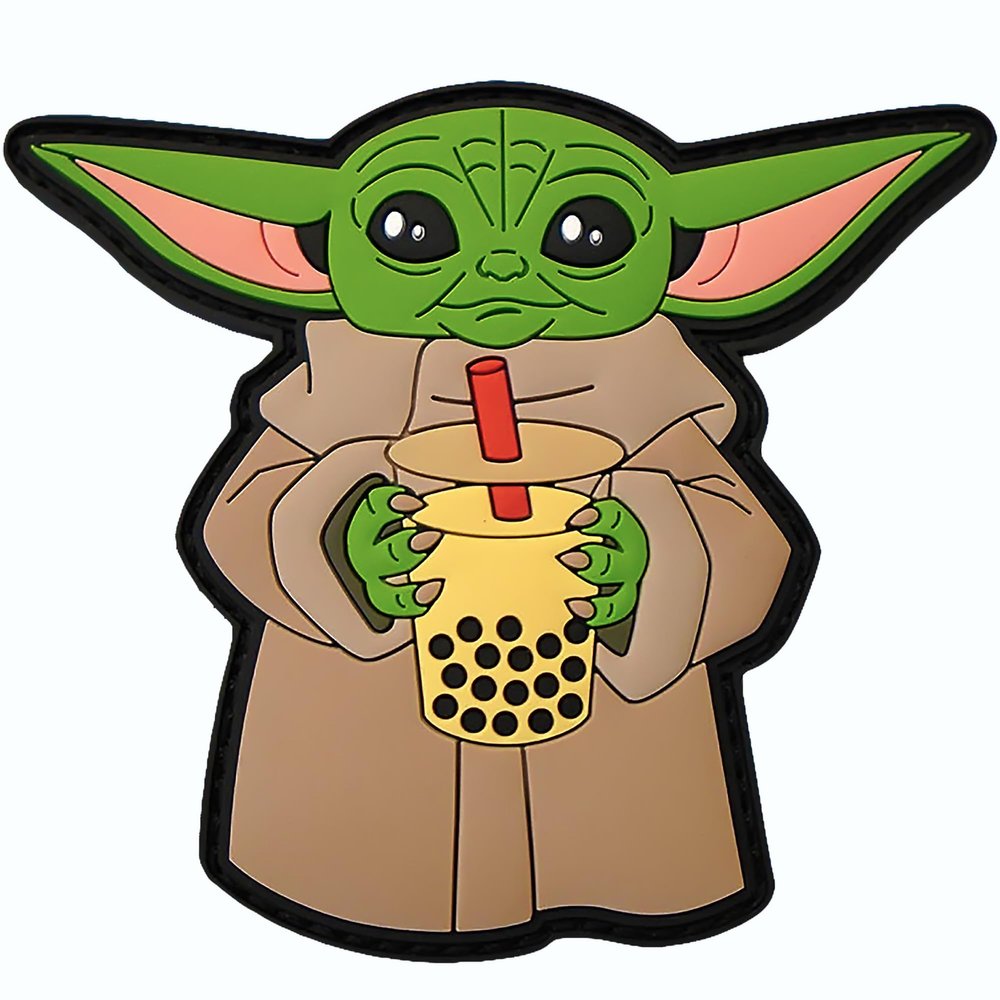 Slurrrp - The Baby Alien Bubble Tea PVC Morale Patch - Funny Morale, Tactical, Military Patch - Military Patches - Perfect for Your Tactical Military Army Gear, Backpack, Cap, Vest