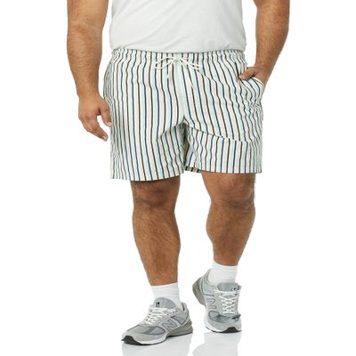 Amazon Essentials Men's 8" Inseam Relaxed-Fit Drawstring Walk Shorts (Available in Plus Size), Green Pink Vertical Stripe, Medium
