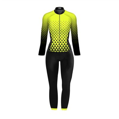CYTSH Triathlon Women's Jumpsuit Overall Suit Cycling Jersey Set Long Sleeve Pants Bike Sport Tight Bicycle Running Skinsuit (Color : 3, Size : X-Small)