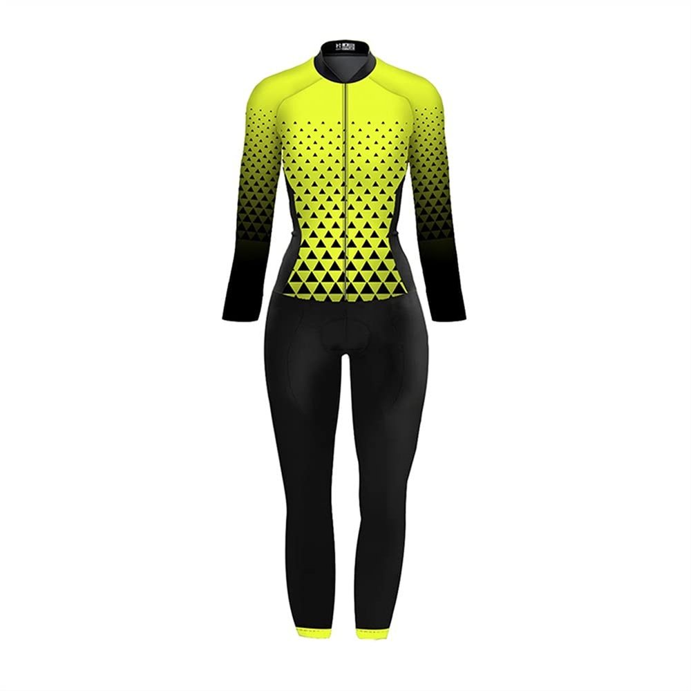 CYTSH Triathlon Women's Jumpsuit Overall Suit Cycling Jersey Set Long Sleeve Pants Bike Sport Tight Bicycle Running Skinsuit (Color : 3, Size : X-Small)