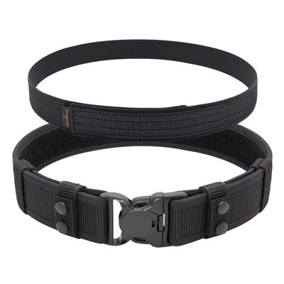 Dotacty Duty Belt Kit for Law Enforcement Police Security Correctional Officer 2" Utility Belt Nylon Tactical EDC Patrol Work Belt Dual Belt Black XXL