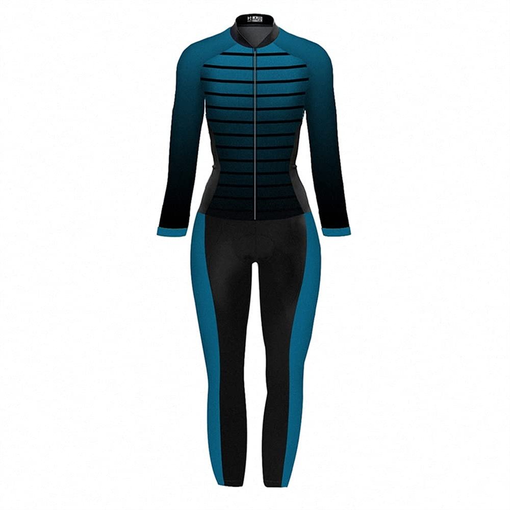 CYTSH Triathlon Women's Jumpsuit Overall Suit Cycling Jersey Set Long Sleeve Pants Bike Sport Tight Bicycle Running Skinsuit (Color : 2, Size : Medium)