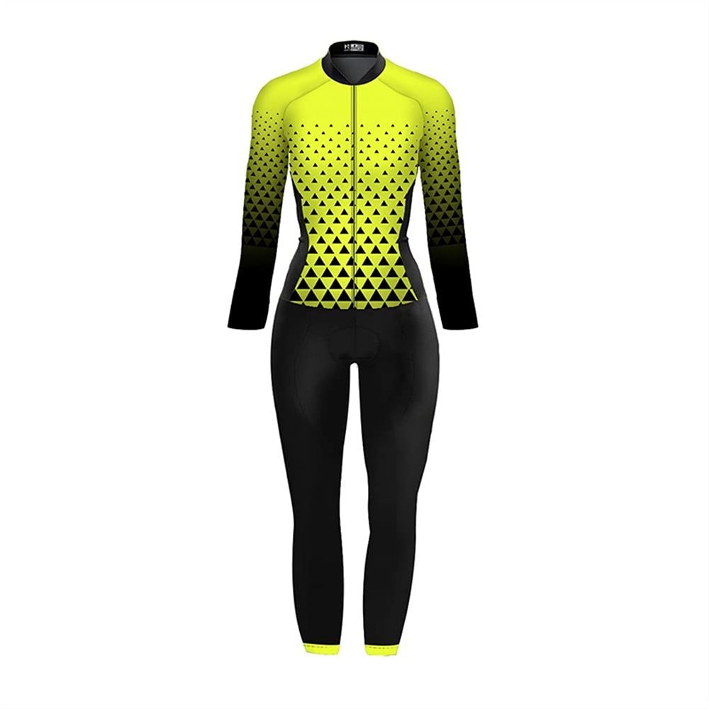 CYTSH Triathlon Women's Jumpsuit Overall Suit Cycling Jersey Set Long Sleeve Pants Bike Sport Tight Bicycle Running Skinsuit (Color : 3, Size : Small)