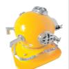 Retro Reproduction Antique Vintage Yellow Diver Diving Helmet with Wooden Stand 18" view 2
