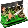 Better Display Cases Versatile Clear Acrylic Trucks, Trains and Rockets Display Case - Large Rectangle Box with Mirror Case, Pink Risers and Turf Base 19.25" x 8.25" x 8" (V47/A103) view 1