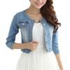 MYtodo Women's Short Jean Round Neck Three Quarter Sleeve Top Denim Coat (XXL) view 1