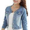 MYtodo Women's Short Jean Round Neck Three Quarter Sleeve Top Denim Coat (M) view 3