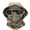 JFFCESTORE Ear Protection Foldable Half Face Airsoft Mesh Mask with Goggles and Headgear Hoods Protective Paintball Headgear Mask Tactical Lower Face Protective Mask CP view 1