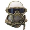 JFFCESTORE Ear Protection Foldable Half Face Airsoft Mesh Mask with Goggles and Headgear Hoods Protective Paintball Headgear Mask Tactical Lower Face Protective Mask CP view 4