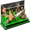 Better Display Cases Versatile Clear Acrylic Trucks, Trains and Rockets Display Case - Large Rectangle Box with Mirror Case, Navy Blue Risers and Turf Base 19.25" x 8.25" x 8" (V47/A103) view 1