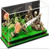 Better Display Cases Versatile Clear Acrylic Trucks, Trains and Rockets Display Case - Large Rectangle Box with Mirror Case, Red Risers and Turf Base 19.25" x 8.25" x 8" (V47/A103) view 1
