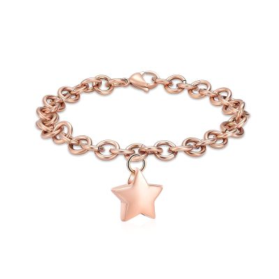 KBFDWEC 22cm Cremation Jewelry Star Urn Bracelet for Ashes for Women Gilrs Keepsake Bangle Memorial Link Bracelet Rose Gold
