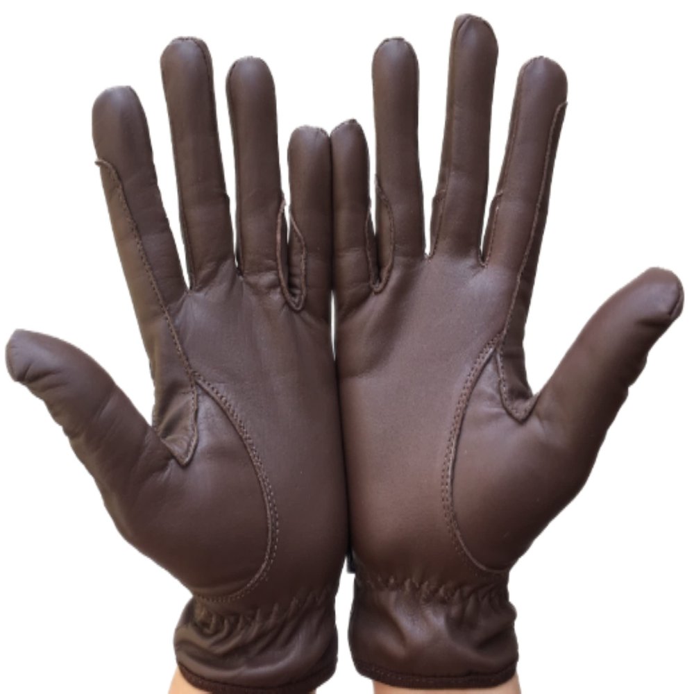 Equestified Ladies Horse Riding Gloves 100% Real Leather Brown, Beige, TAN & Black Women Equestrian Gloves (Medium, Dark Brown)