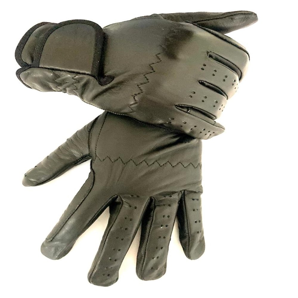 Equestified Ladies Horse Riding Gloves 100% Real Leather Brown, Beige, TAN & Black Women Equestrian Gloves (Large, Black)