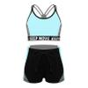 winying Kids Girls Two Piece Activewear Padded Bra Top with Boxer Shorts Slim Fit Tracksuit for Yoga Workout Blue 6 Years view 1